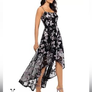 Xscape Floral embroidered High-Low Dress